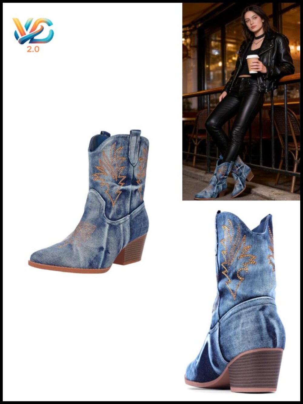 Women's Cowgirl Boots Pointed Toe Ankle Bootie Low Heel Pull-On Western Shoes